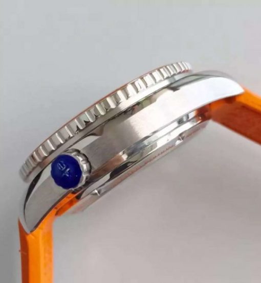 Replica Omega Planet Ocean SS GMT Gray Dial Orange Bezel Rubber Strap A8615 - Image 5
