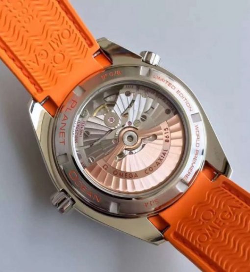Replica Omega Planet Ocean SS GMT Gray Dial Orange Bezel Rubber Strap A8615 - Image 6