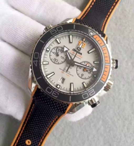 Replica Omega Planet Ocean Master Chronometer Chrono SS Gray Dial Black Nylon Strap A9900 - Image 2