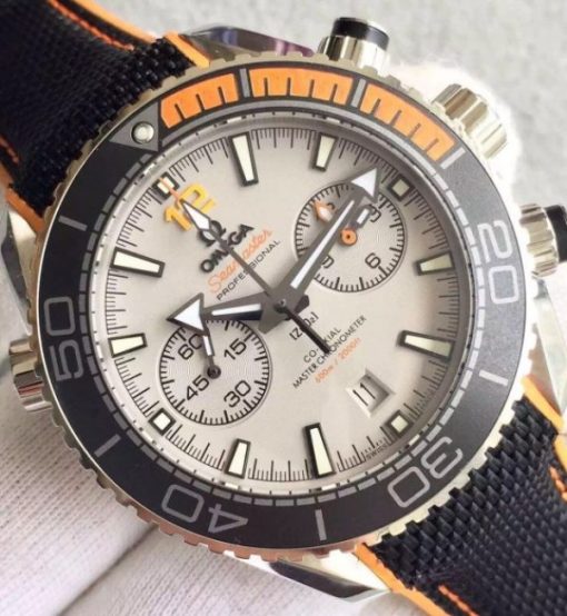 Replica Omega Planet Ocean Master Chronometer Chrono SS Gray Dial Black Nylon Strap A9900 - Image 3