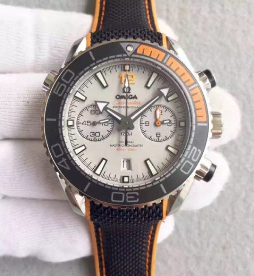 Replica Omega Planet Ocean Master Chronometer Chrono SS Gray Dial Black Nylon Strap A9900