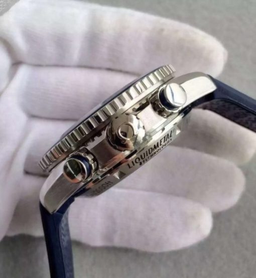 Replica Omega Seamaster Professional Chronograph Blue Bezel Blue Dial Rubber Strap A9900 - Image 3