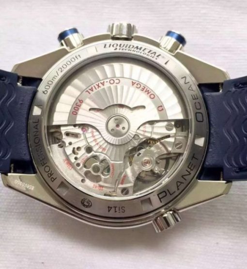 Replica Omega Seamaster Professional Chronograph Blue Bezel Blue Dial Rubber Strap A9900 - Image 5