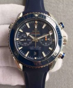 Replica Omega Seamaster Professional Chronograph Blue Bezel Blue Dial Rubber Strap A9900