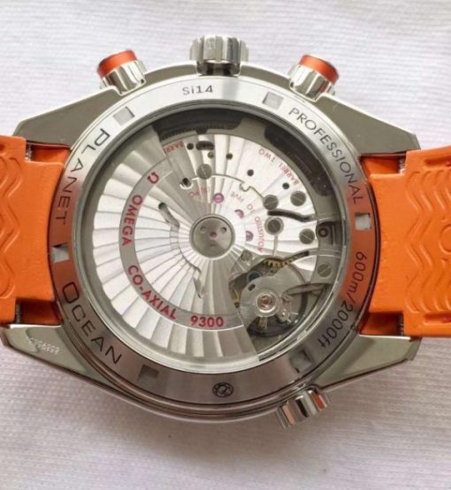 Replica Omega Planet Ocean 45mm Chrono Orange Bezel Black Dial Rubber Strap A9300 - Image 5