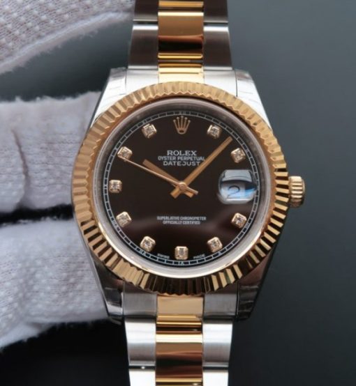 Replica Rolex DateJust 41mm 126333 Noob YG Wrapped Black Dial SS/YG Jubilee Bracelet A3136