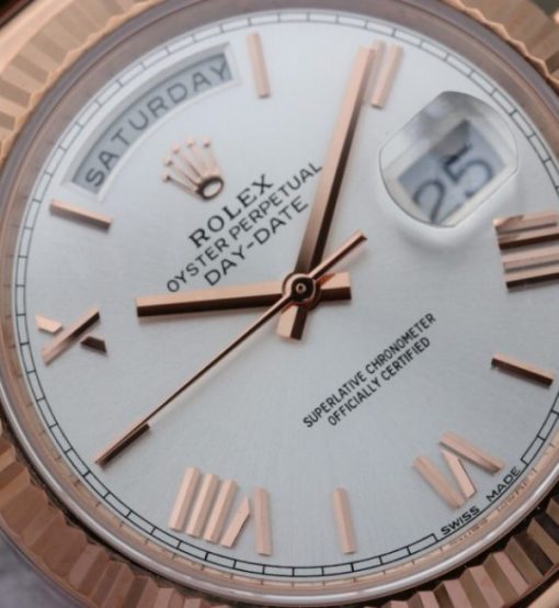 Replica Rolex Day-Date 40mm 228235 RG Noob Silver Dial Roman Markers RG President Bracelet A3255 - Image 3