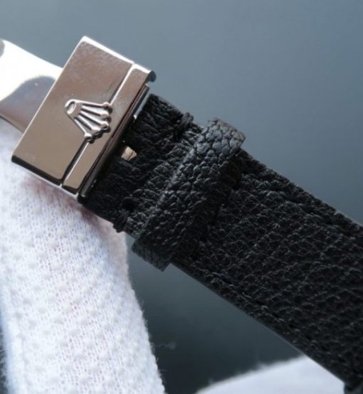 Replica Rolex Cellini Danaos 4243 SS Black Dial Black Leather Strap A2824 - Image 6