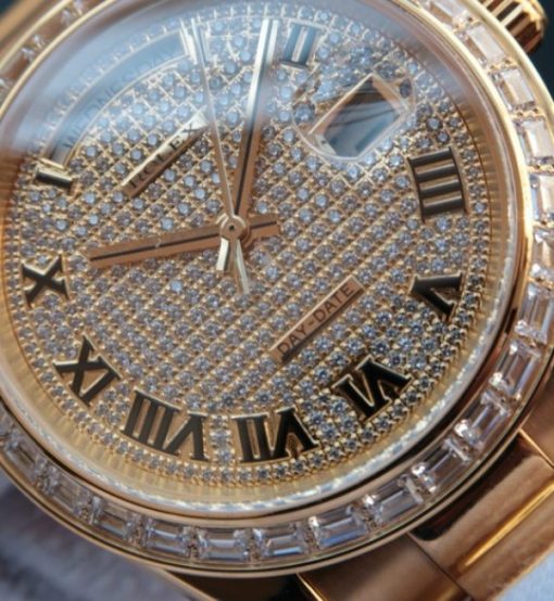 Replica Rolex Day-Date II RG Diamonds Full Bezel/Dial Roman Markers RG Bracelet A3255 - Image 2