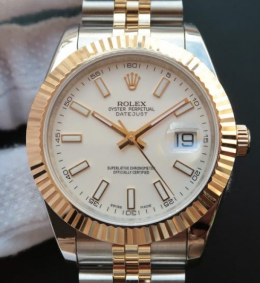 Replica Rolex DateJust 41mm 126333 YG Wrapped White Dial SS/YG Jubilee Bracelet A2824