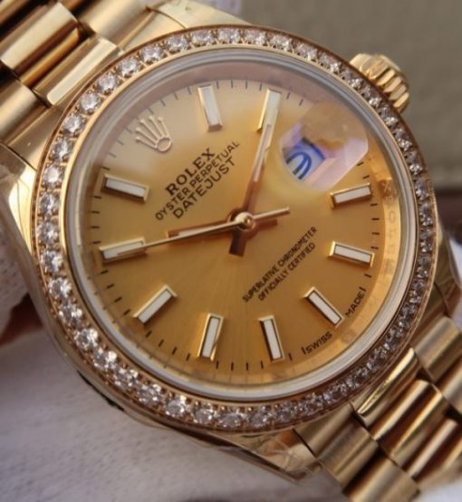 Replica Rolex DateJust 31mm Diamonds Bezel RG Case RG Gold Dial A2235 - Image 3