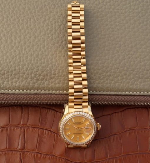 Replica Rolex DateJust 31mm Diamonds Bezel RG Case RG Gold Dial A2235 - Image 8