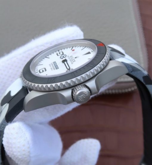 Replica Rolex Submariner Commando White Dial Ceramic Bezel Rubber Strap A2836 - Image 4