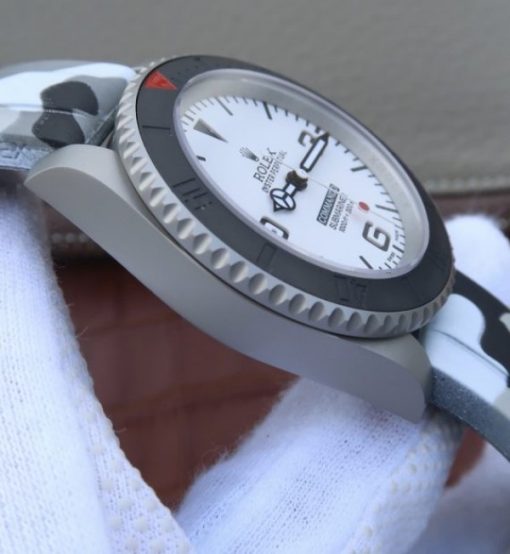 Replica Rolex Submariner Commando White Dial Ceramic Bezel Rubber Strap A2836 - Image 5