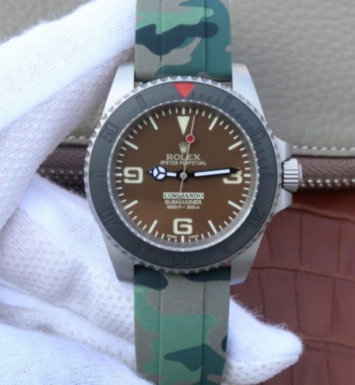 Replica Rolex Submariner Commando Gray Dial Ceramic Bezel Rubber Strap A2836
