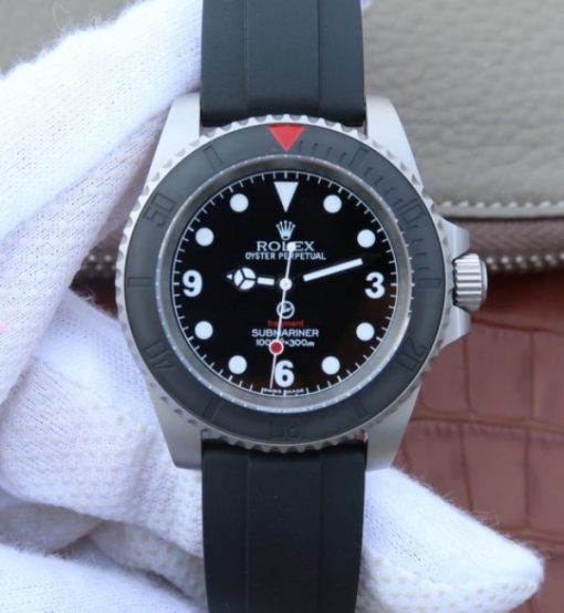 Replica Rolex Submariner Fragment Black Dial Ceramic Bezel Rubber Strap A2836