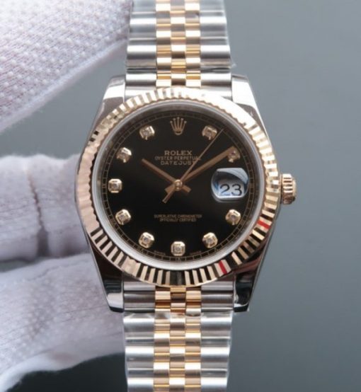 Replica Rolex DateJust 41mm 126333 Noob YG Wrapped Black Dial SS/YG Jubilee Bracelet A2836