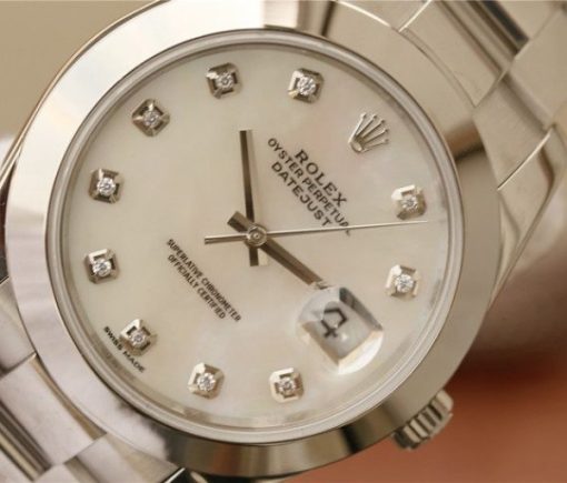 Replica Rolex DateJust 41mm 126300 Noob White MOP Dial Diamonds Markers SS Bracelet A3235 - Image 3