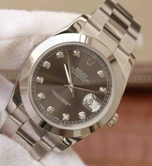 Replica Rolex DateJust 41mm 126300 Noob Gray Dial Diamonds Markers SS Bracelet A3235 - Image 2