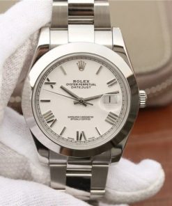 Replica Rolex DateJust 41mm 126300 Noob White Dial Roman Markers SS Bracelet A3235