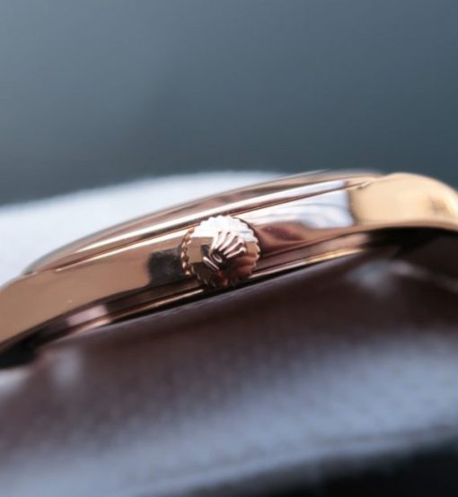 Replica Rolex Cellini Danaos 4243 RG Black/White Dial Black Leather Strap A2824 - Image 3