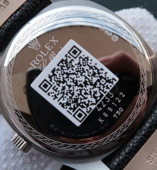 Replica Rolex Cellini Danaos 4243 SS Black/White Dial Black Leather Strap A2824 - Image 5