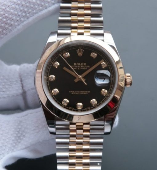 Replica Rolex DateJust 41mm 126303 Noob YG Polished Bezel Black Dial SS/YG Bracelet A2836
