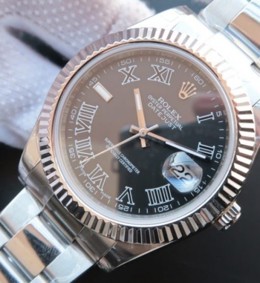 Replica Rolex DateJust 41 116334 SS Black Dial Roman Markers SS Bracelet A3136 - Image 2