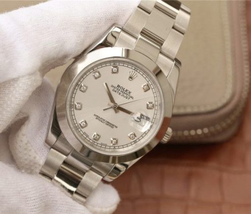 Replica Rolex DateJust 41mm 126300 Noob White Dial Diamonds Markers SS Bracelet A3235 - Image 2