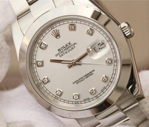 Replica Rolex DateJust 41mm 126300 Noob White Dial Diamonds Markers SS Bracelet A3235 - Image 3