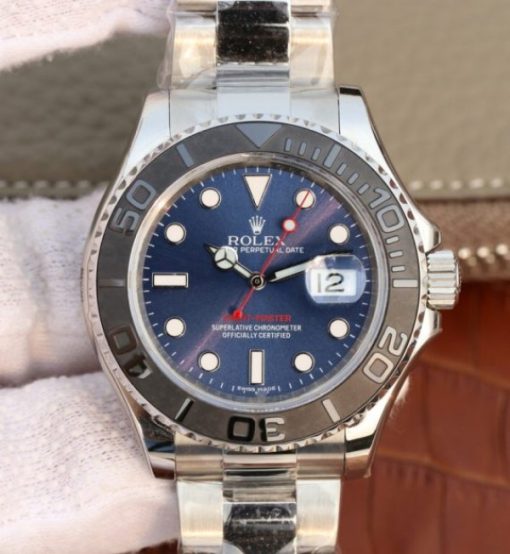 Replica Rolex Yacht-Master 116655 SS EW Blue Dial on SS Bracelet A3135