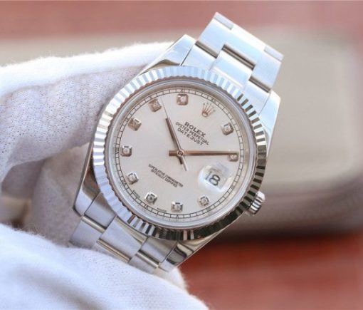 Replica Rolex DateJust 41mm 126334 Fluted Bezel White Dial Diamonds Markers SS Bracelet A3235 - Image 2