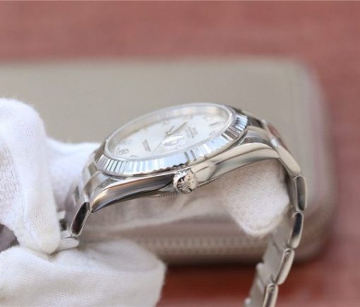 Replica Rolex DateJust 41mm 126334 Fluted Bezel White Dial Diamonds Markers SS Bracelet A3235 - Image 7