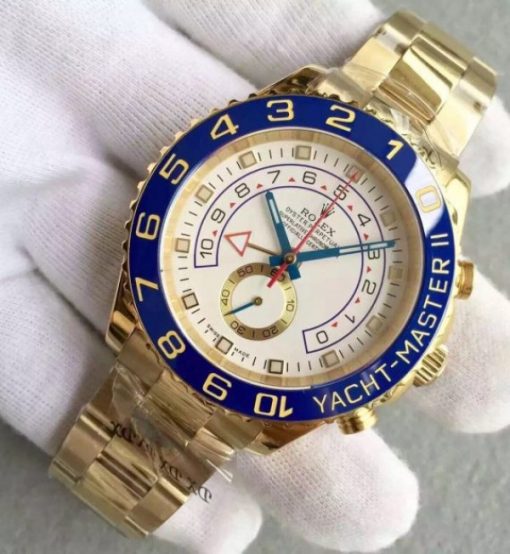 Replica Rolex YachtMaster II 116688 YG Blue Ceramic JF YG Bracelet A7750 - Image 2