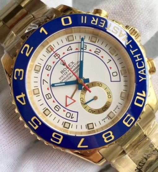 Replica Rolex YachtMaster II 116688 YG Blue Ceramic JF YG Bracelet A7750 - Image 3