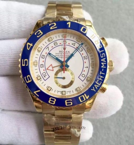 Replica Rolex YachtMaster II 116688 YG Blue Ceramic JF YG Bracelet A7750