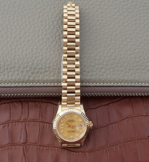 Replica Rolex DateJust 31mm Fluted Bezel RG Case RG Gold Dial A2235 - Image 8