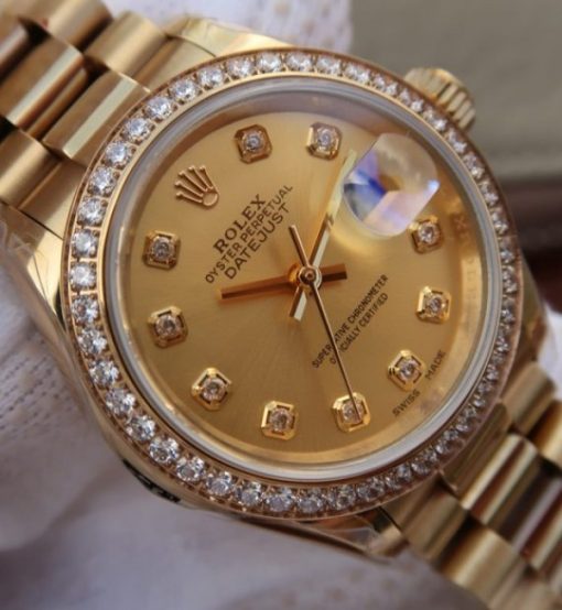 Replica Rolex DateJust 31mm Diamonds Bezel/Markers RG Case RG Gold Dial A2235 - Image 3