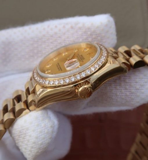 Replica Rolex DateJust 31mm Diamonds Bezel/Markers RG Case RG Gold Dial A2235 - Image 4