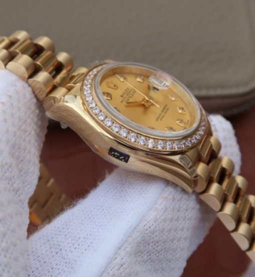 Replica Rolex DateJust 31mm Diamonds Bezel/Markers RG Case RG Gold Dial A2235 - Image 5