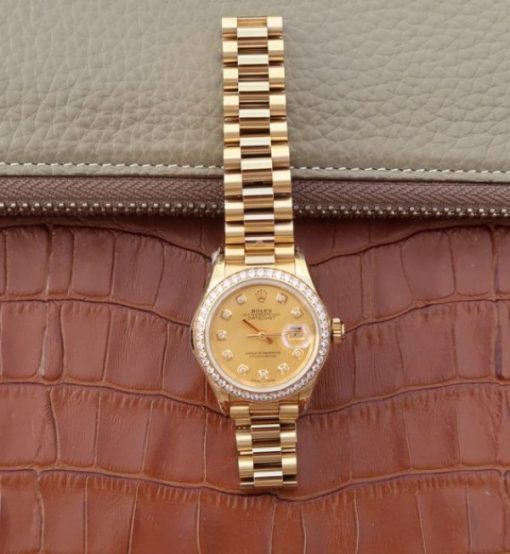 Replica Rolex DateJust 31mm Diamonds Bezel/Markers RG Case RG Gold Dial A2235 - Image 8