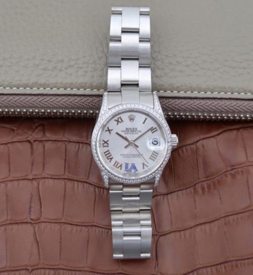 Replica Rolex DateJust 31mm 178383 Diamonds Bezel Roman Markers White Dial A2235 - Image 8