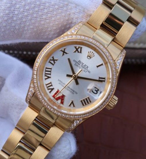 Replica Rolex DateJust 31mm Diamonds Bezel Roman Markers White Dial A2235 - Image 2