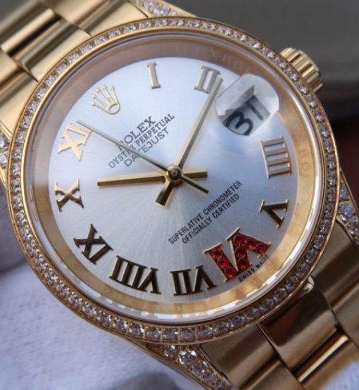 Replica Rolex DateJust 31mm Diamonds Bezel Roman Markers White Dial A2235 - Image 3