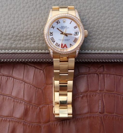Replica Rolex DateJust 31mm Diamonds Bezel Roman Markers White Dial A2235 - Image 8