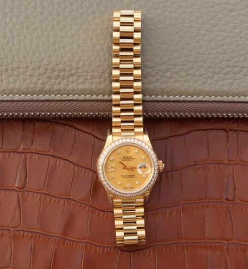 Replica Rolex DateJust 31mm Diamonds Bezel/Markers RG Gold Dial Bracelet A2235 - Image 8