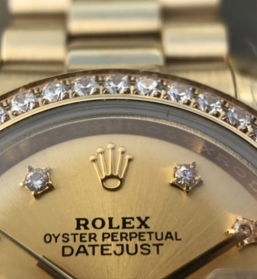 Replica Rolex DateJust 31mm Diamonds Bezel/Markers RG Gold Dial Bracelet A2235 - Image 9