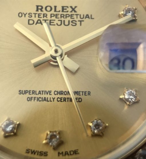 Replica Rolex DateJust 31mm Diamonds Bezel/Markers RG Gold Dial Bracelet A2235 - Image 10