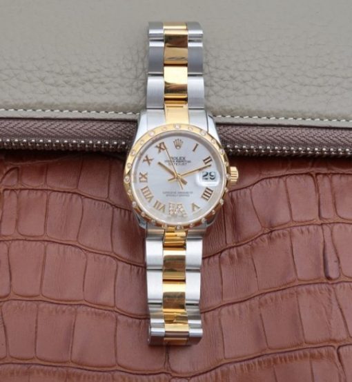 Replica Rolex DateJust 31mm Diamonds Bezel Roman Markers White Dial Bracelet A2235 - Image 8