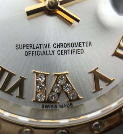 Replica Rolex DateJust 31mm Diamonds Bezel Roman Markers White Dial Bracelet A2235 - Image 10